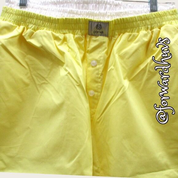 Parke Yellow & White Double Boxer Poplin Pants SZ Medium - Picture 8 of 12